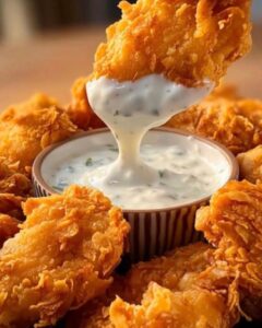 Crispy chicken with fries